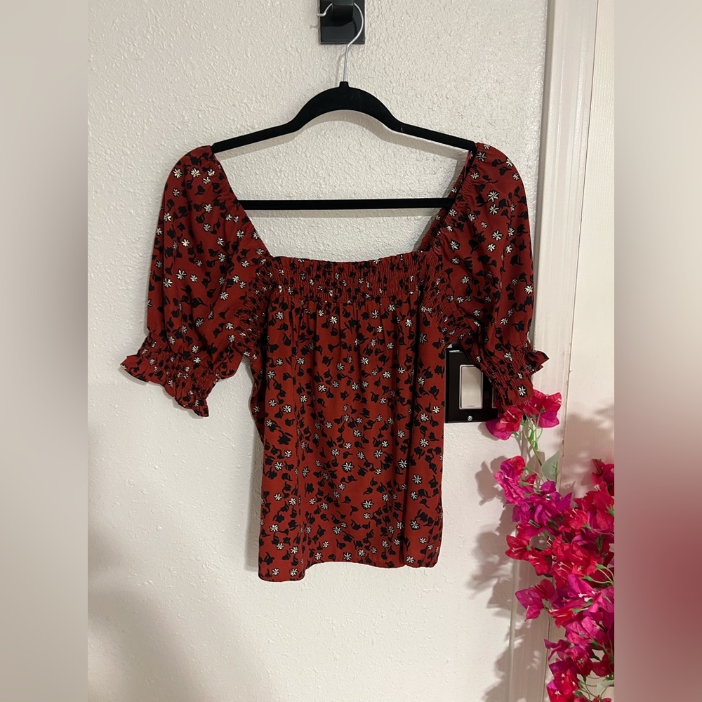 Squareneck Smock Detail Top